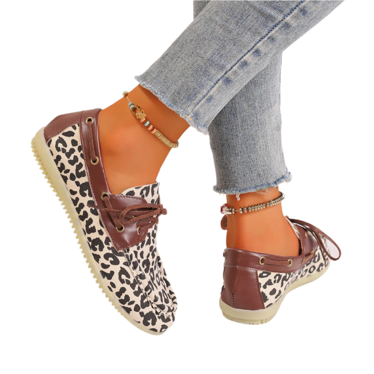 Lace Up Leopard Slip-Ons