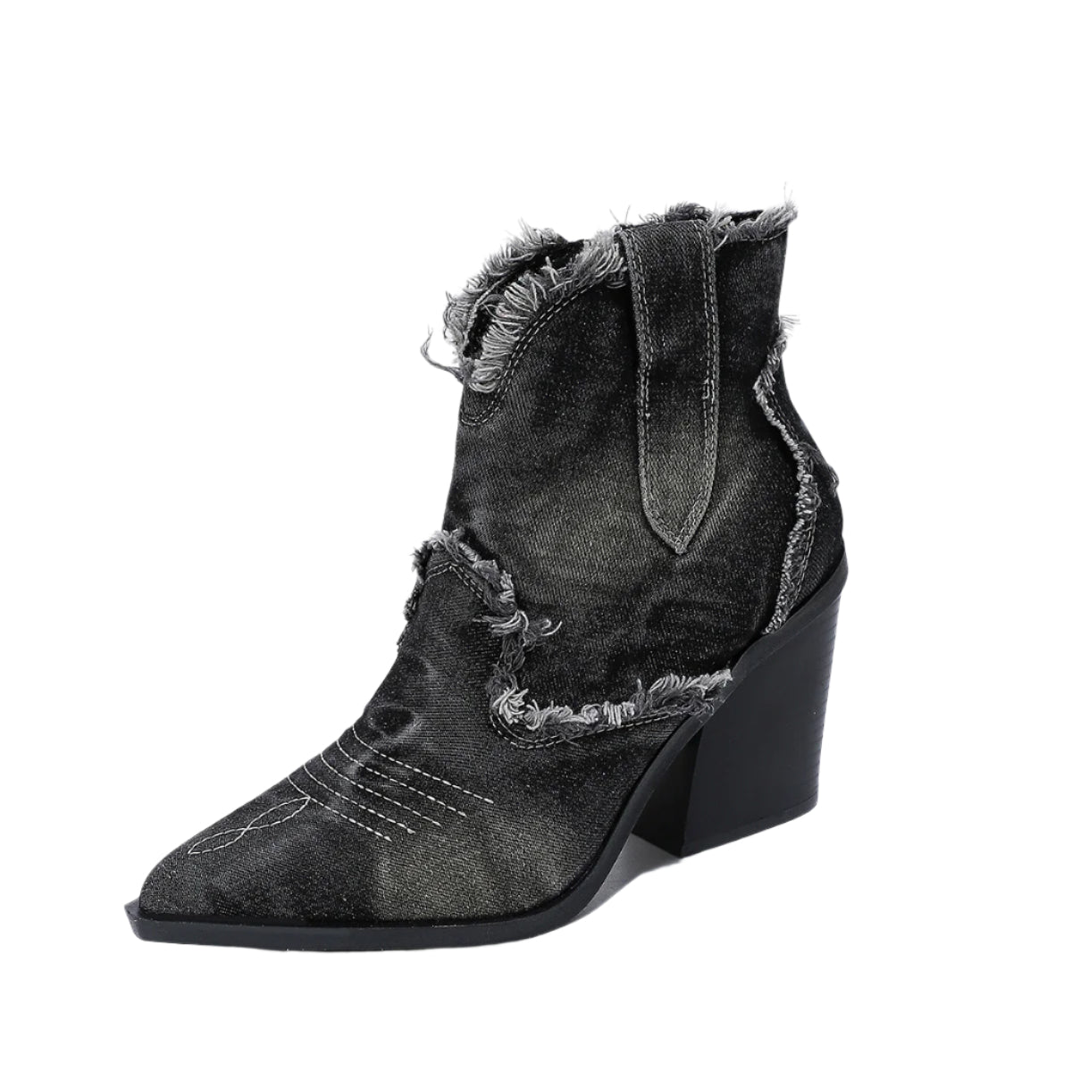 Denim Pointed Toe Ankle Boots