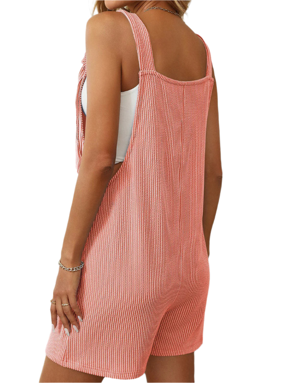 Mandy Texture Adjustable Strap Overalls with Pockets