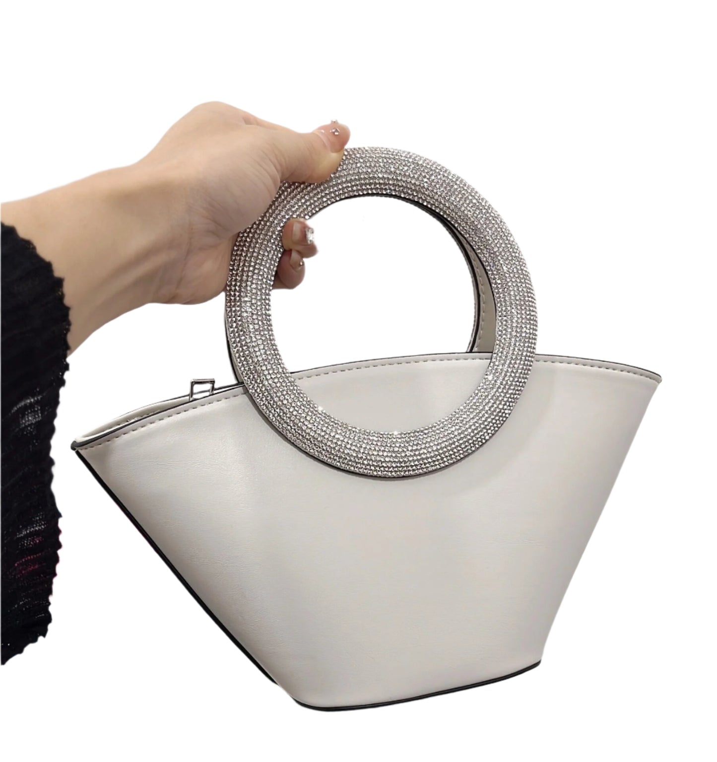 Embellished Handle Basket Handbag