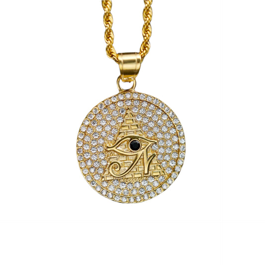 Eye of Horus Stainless Steel with Zircon Stones Pendant Necklace