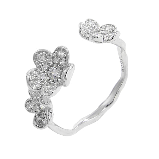 925 Sterling Silver Inlaid Zircon Open Ring