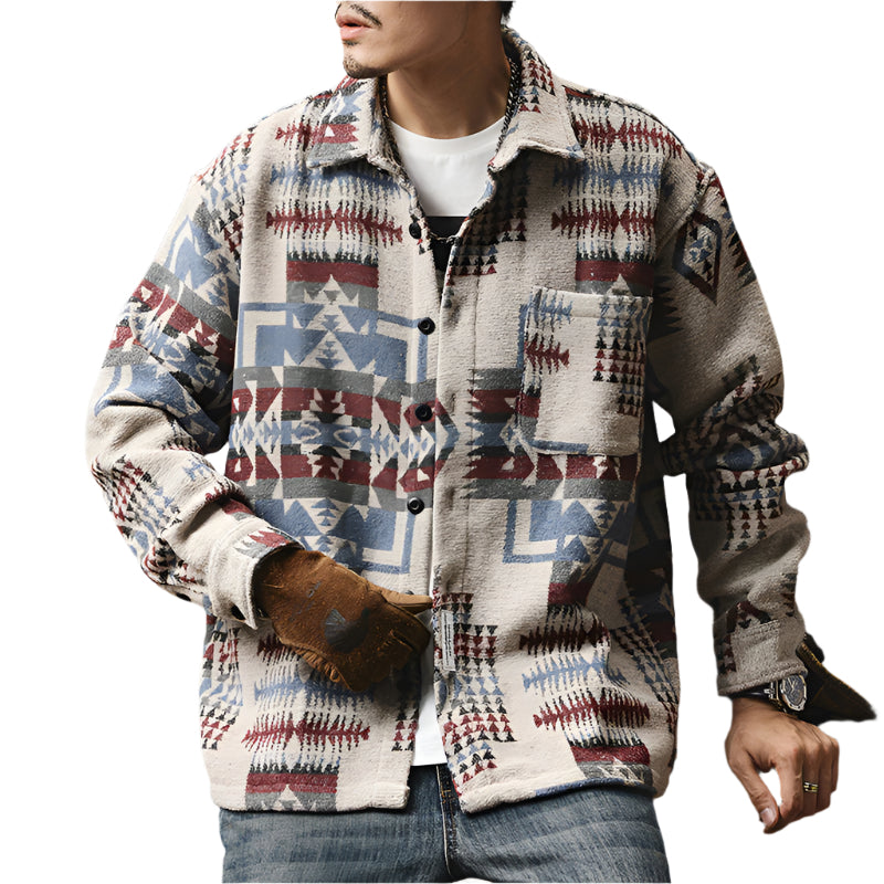 Men's Button Down Collard Geometric Shirt