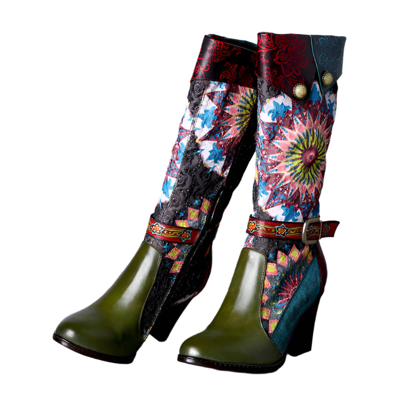 Handmade Colorful Cowhide Leather Boots