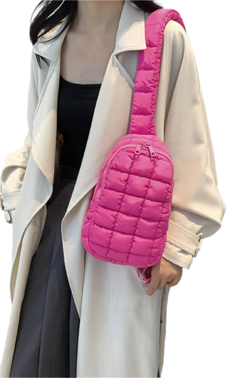 Quilted Nylon Crossbody  Bag