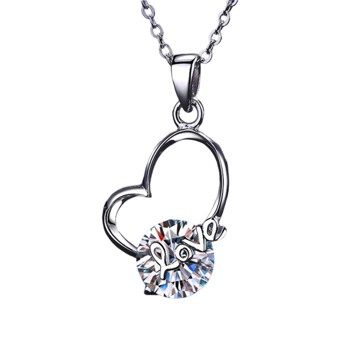 2 Carat Moissanite Heart Love 925 Sterling Silver Necklace
