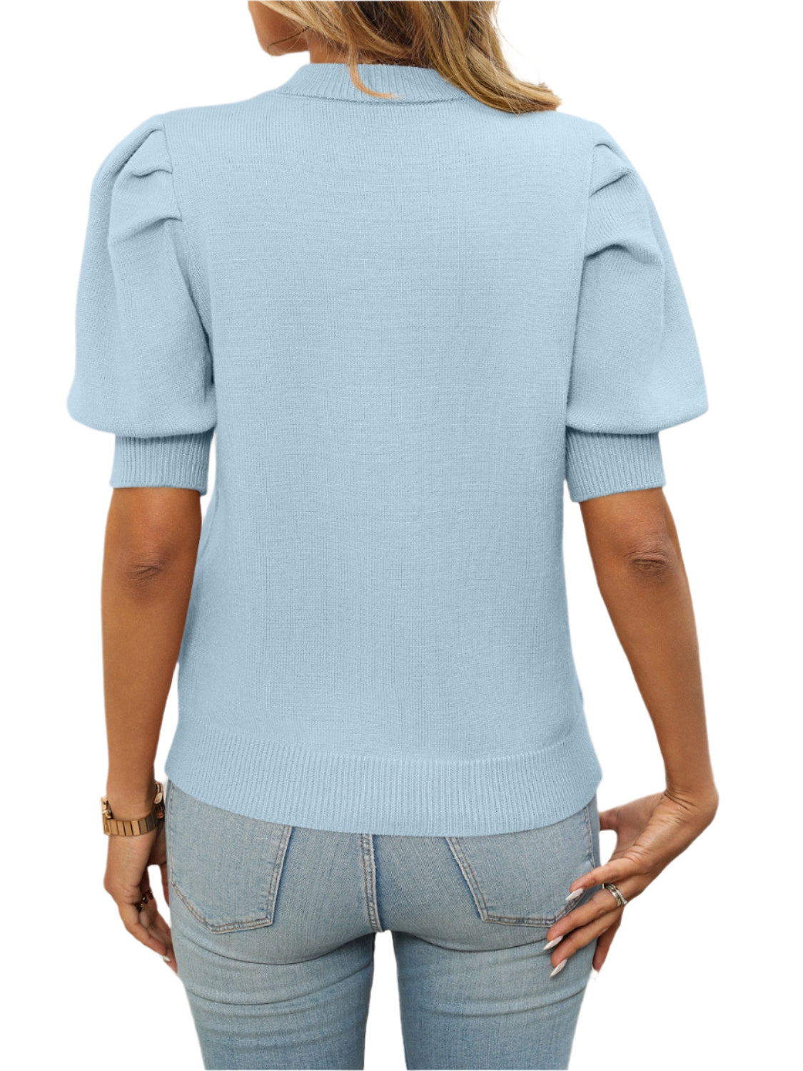 Mandy Mock Neck Puff Sleeve Sweater