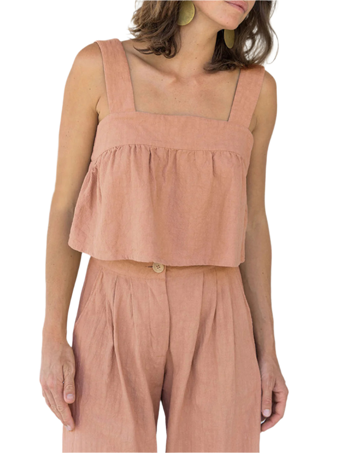 Square Neck Wide Strap Top and Pants Set