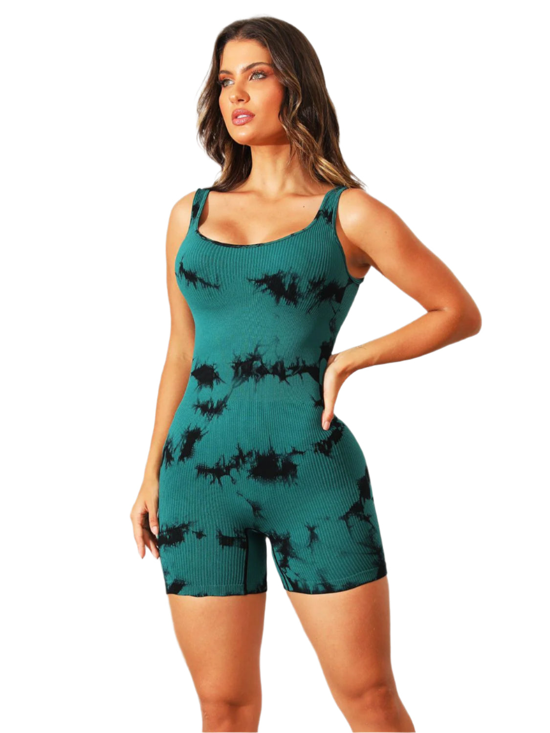 Tie-Dye Wide Strap Active Romper