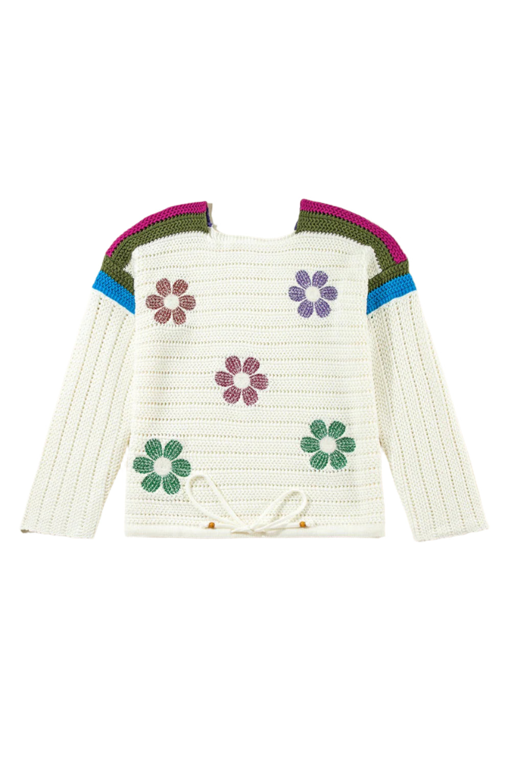 Flower Round Neck Long Sleeve Sweater