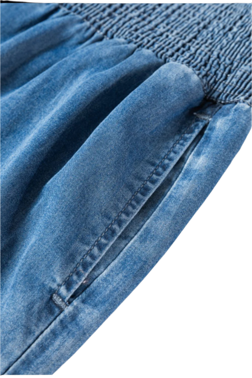 Smocked Wide Leg Jeans