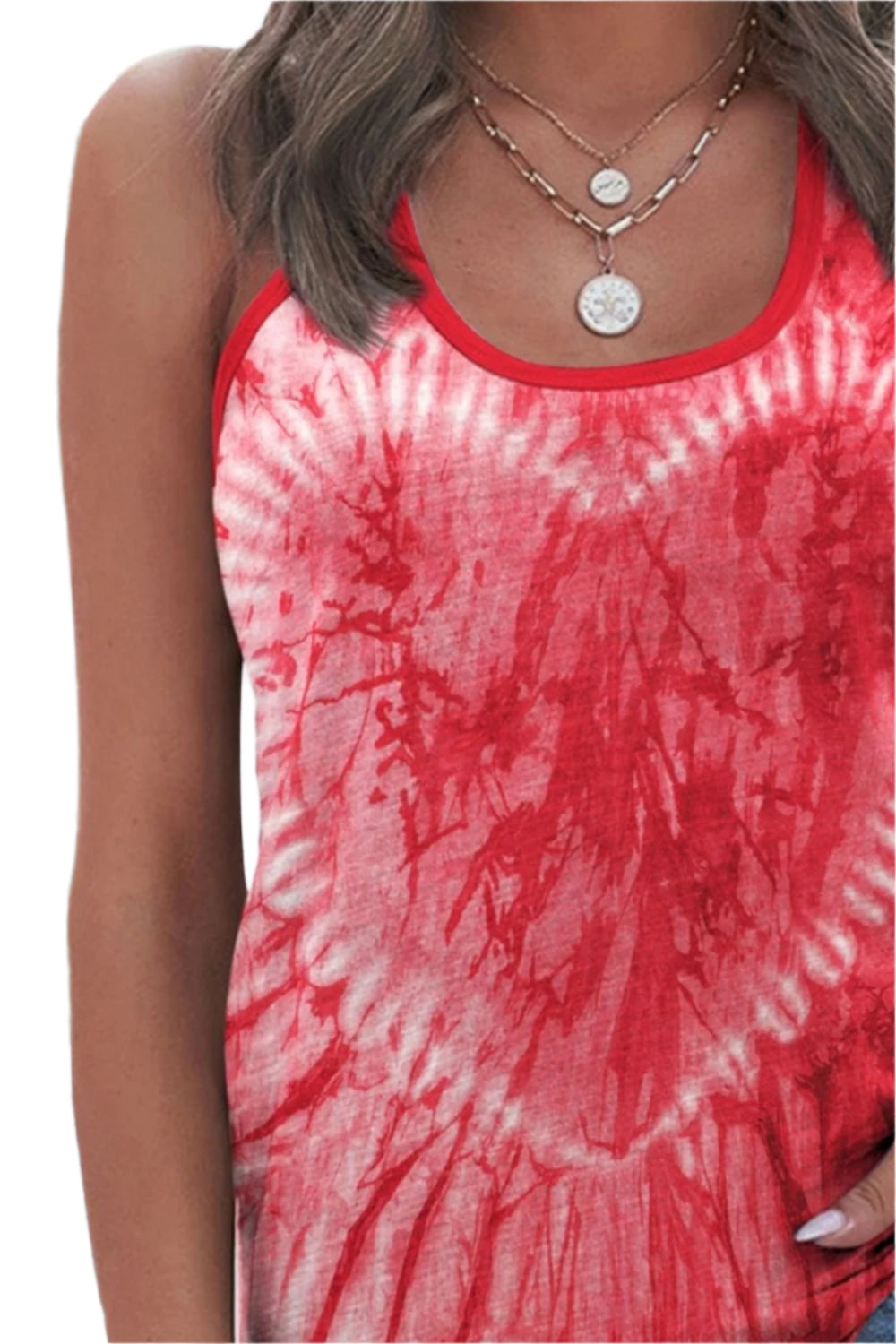 FAM-FAM Tie-Dye Scoop Neck Wide Strap Tank