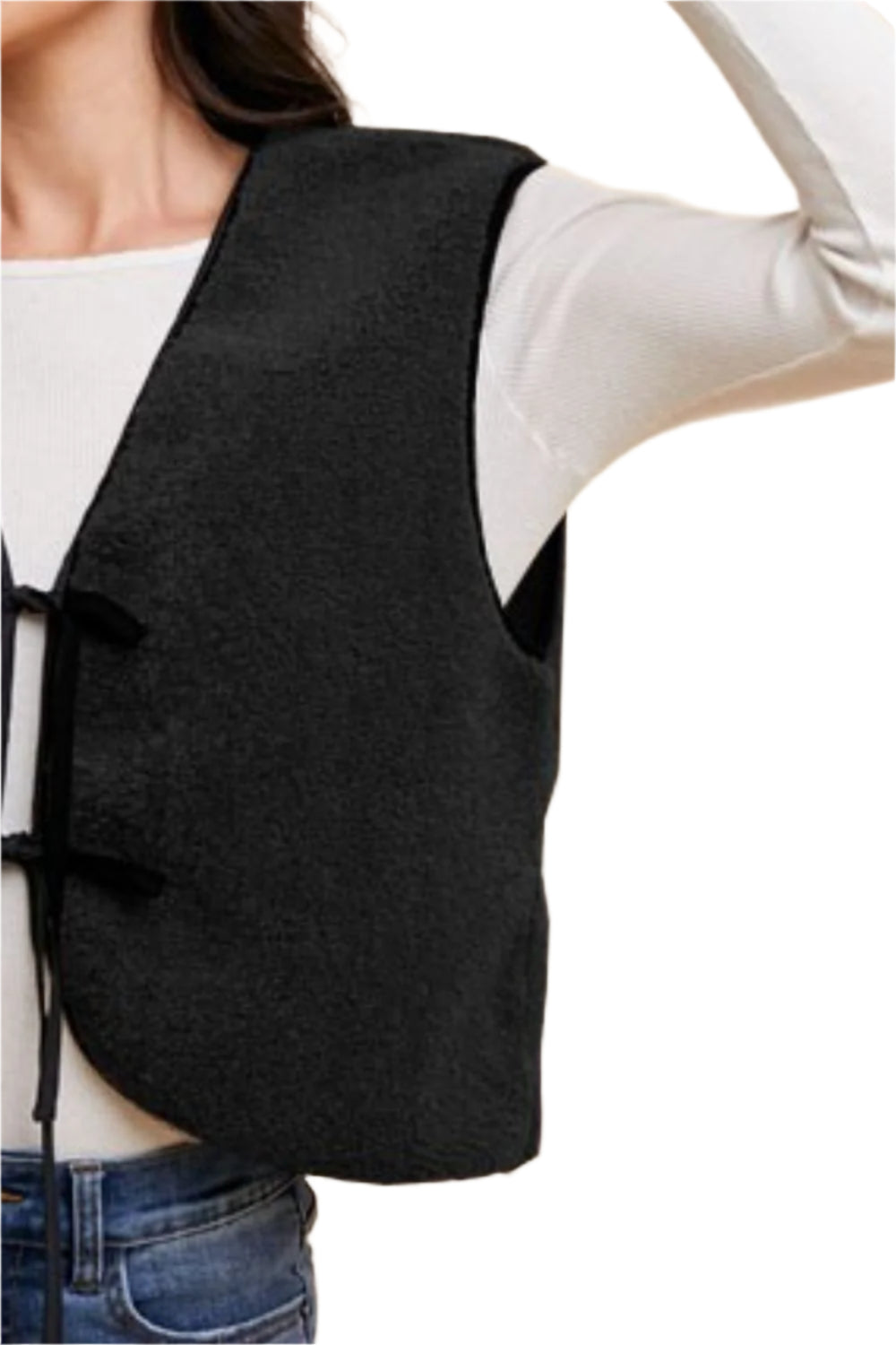 Annie Wear V-Neck Tie Detail Vest Coat