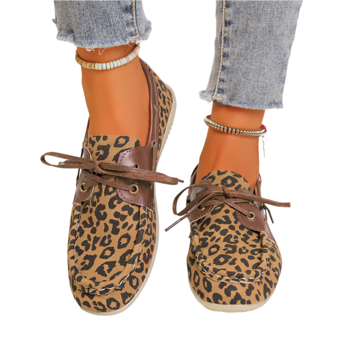 Lace Up Leopard Slip-Ons