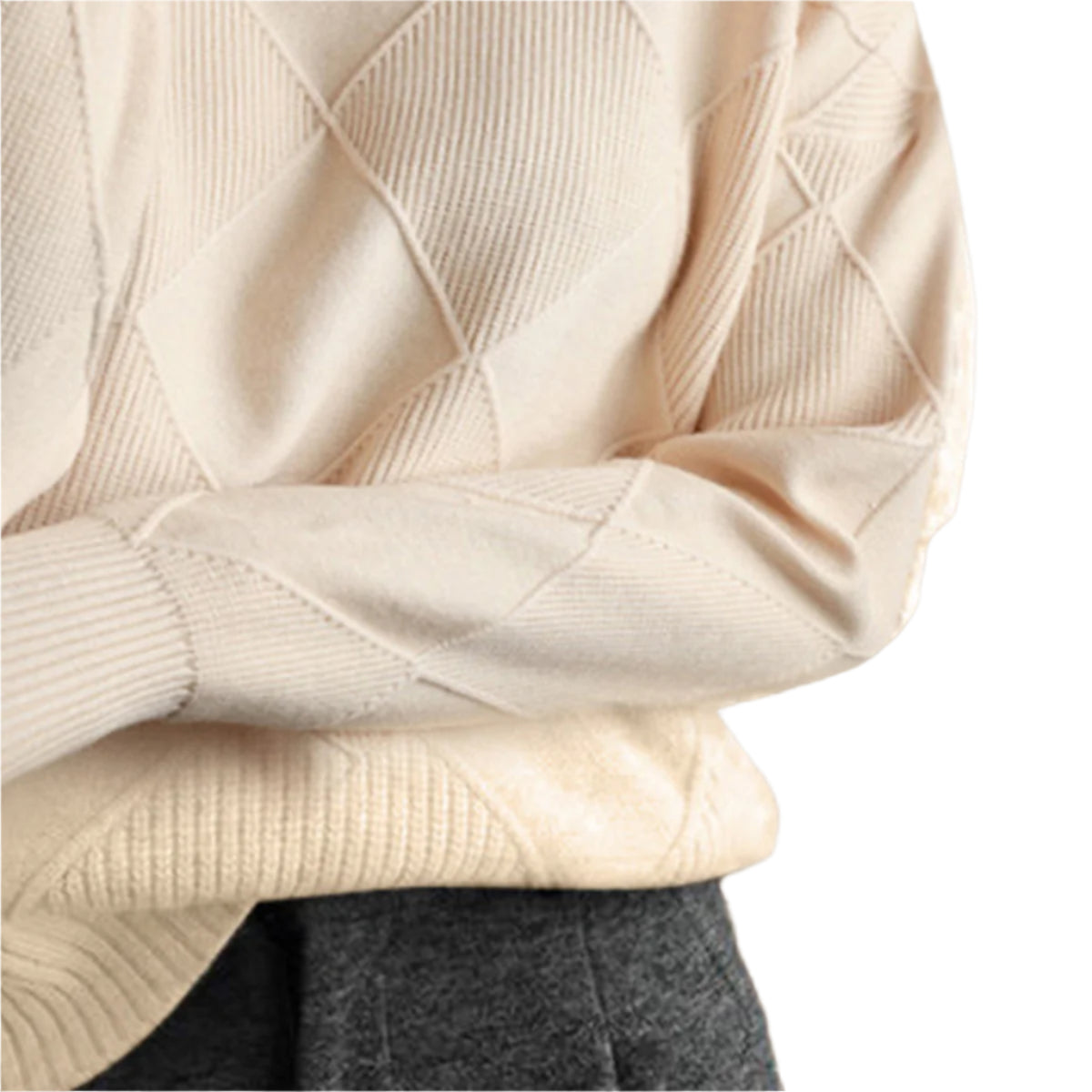 Geometric Turtleneck Long Sleeve Sweater