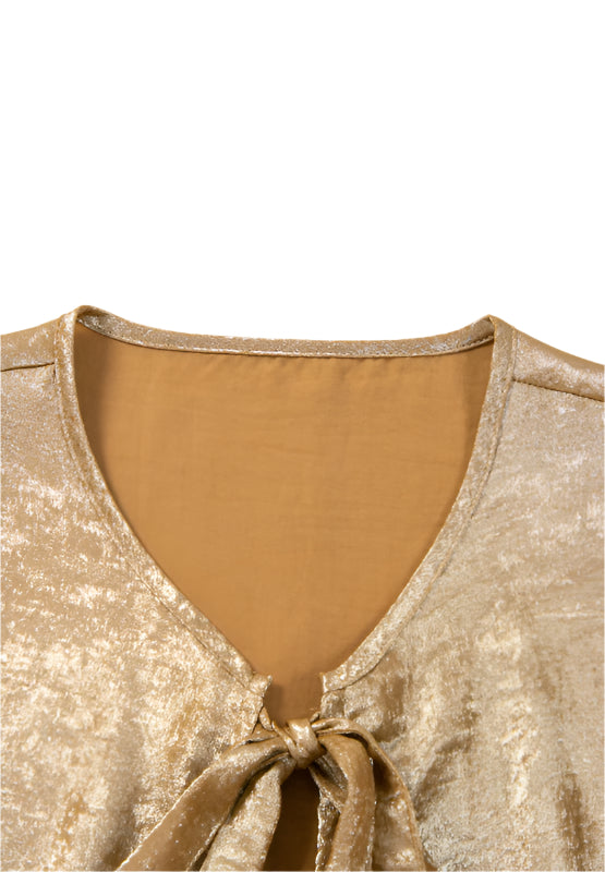 Tied Peplum Three-Quarter Sleeve Blouse