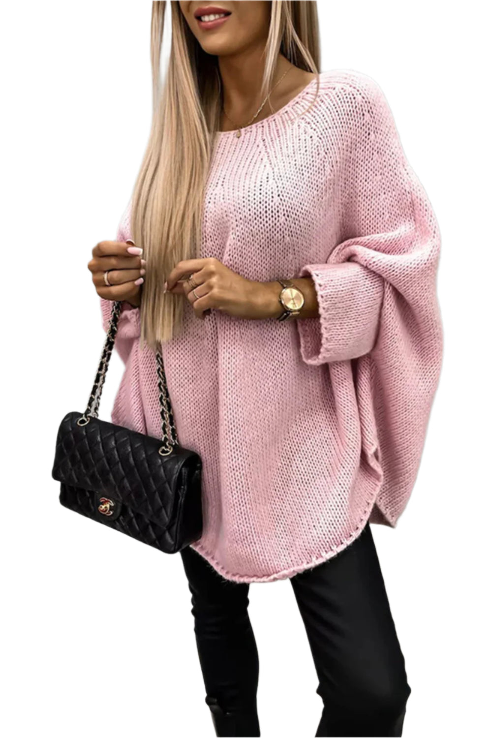 Round Neck Batwing Sleeve Sweater