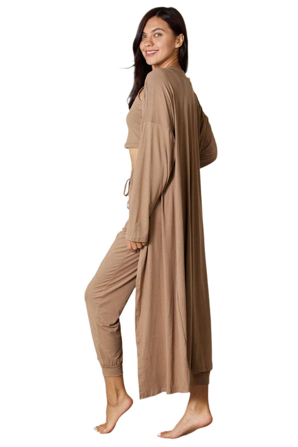 Tank, Pants, and Cardigan Set with Pockets