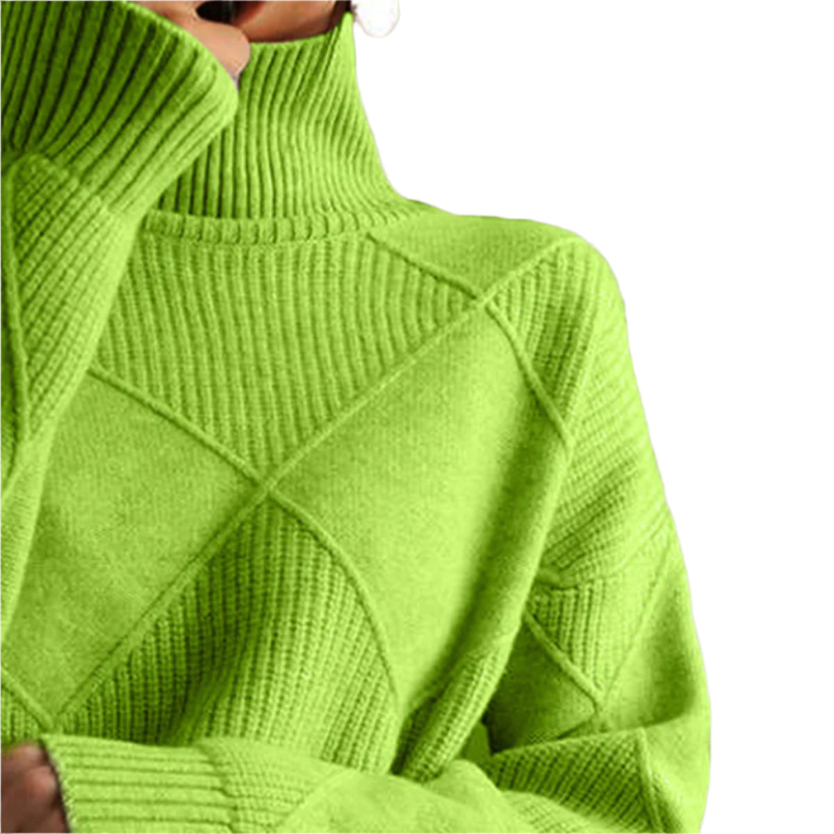 Geometric Turtleneck Long Sleeve Sweater