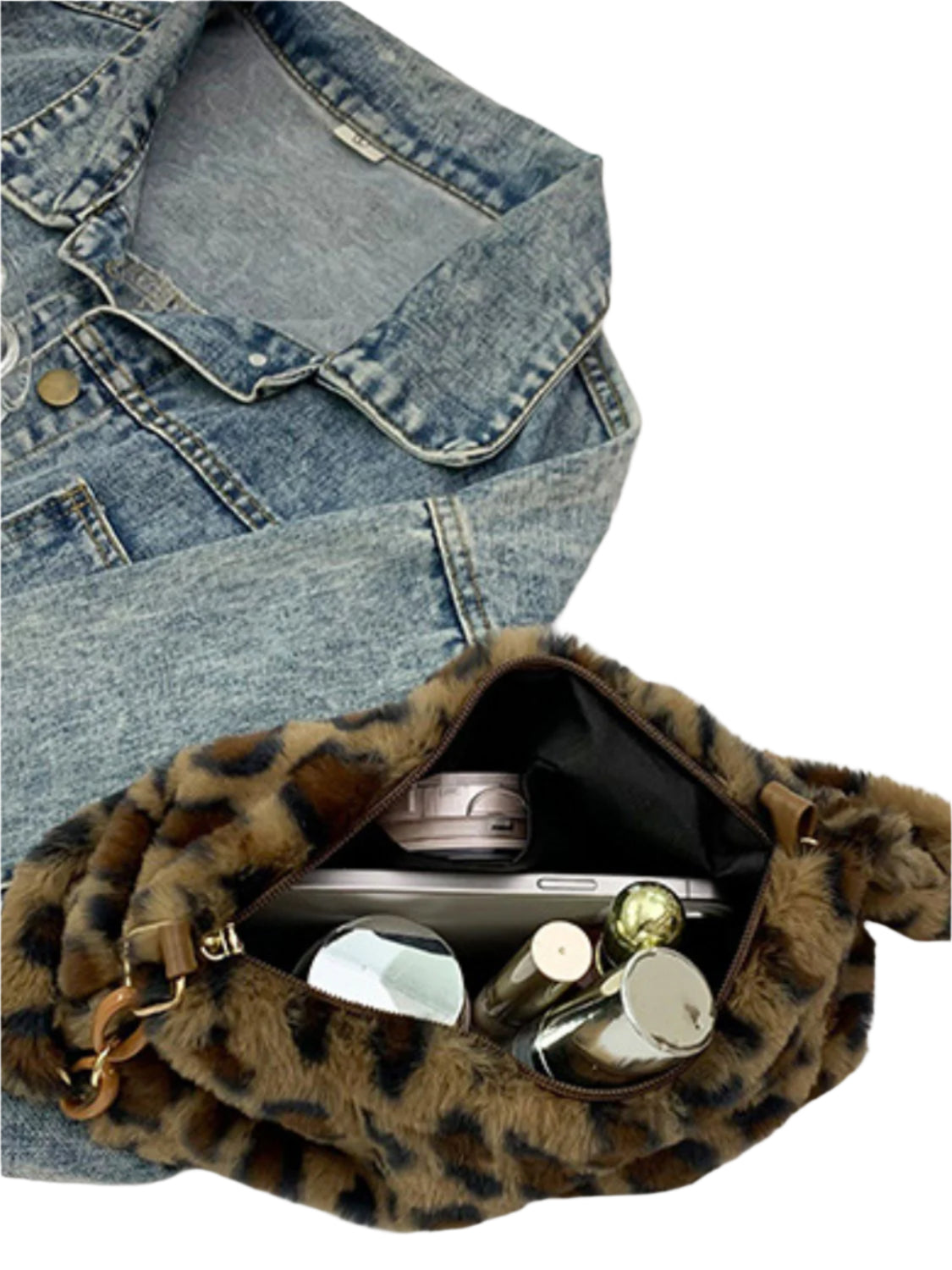 Leopard Fluff Shoulder Bag