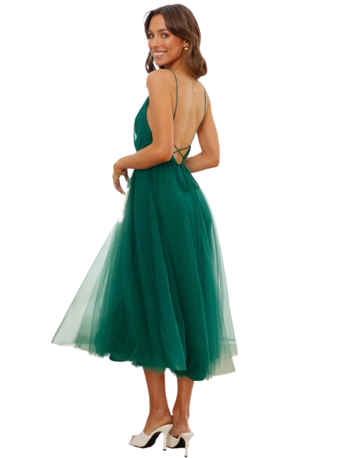 Backless Crisscross Sleeveless Midi Dress