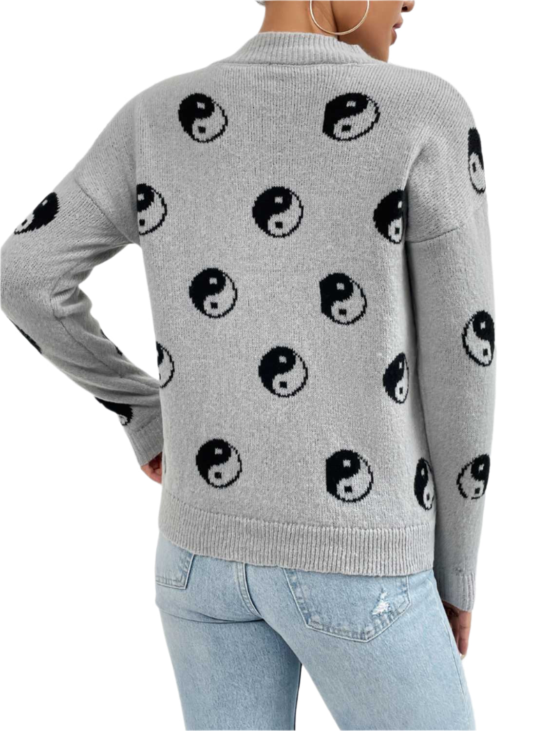 Patterned Drop Shoulder Sweater