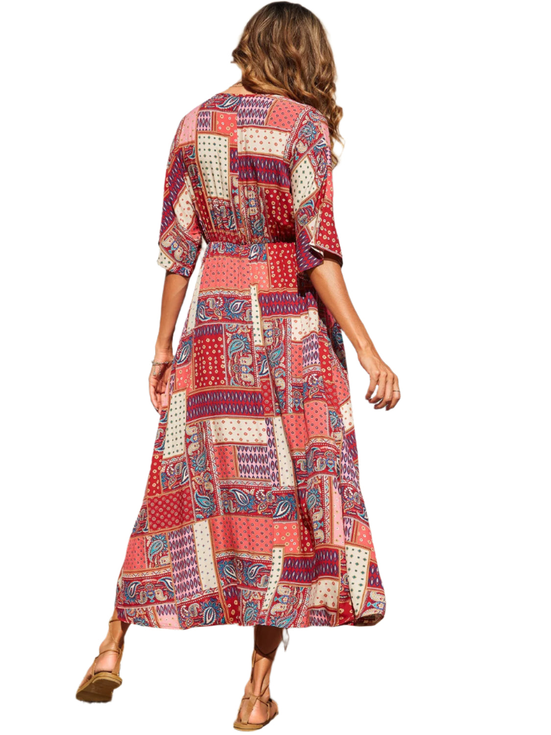 Printed Half Sleeve Midi Dress