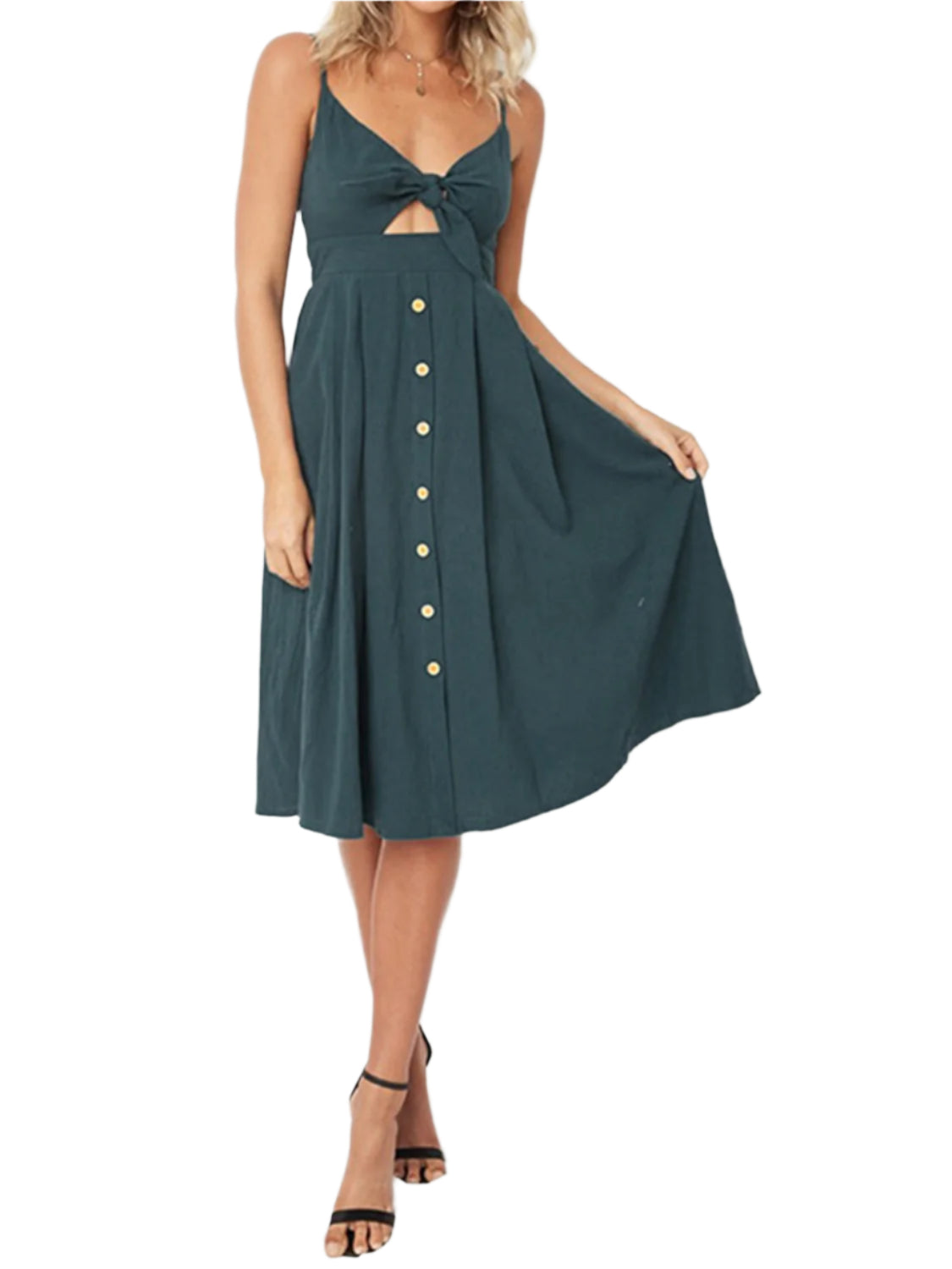 Cutout Smocked Sweetheart Neck Cami Dress