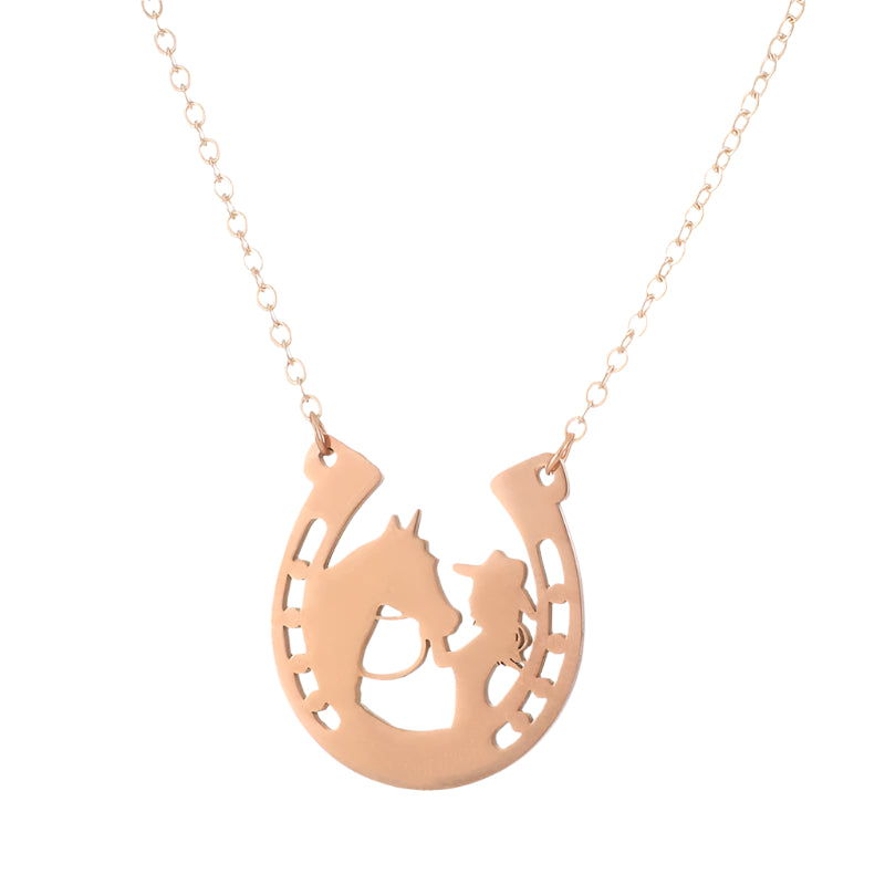 Stainless Steel Horseshoe Cowgirl Necklace