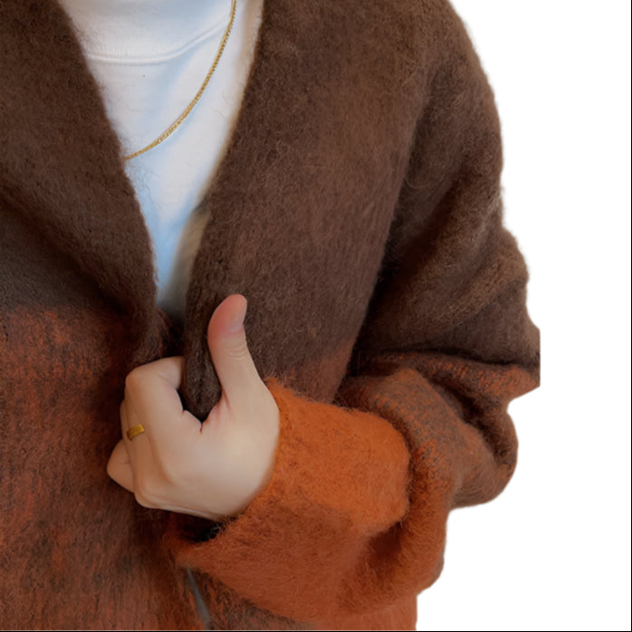 Men's Loose Gradient Brushed Cardigan