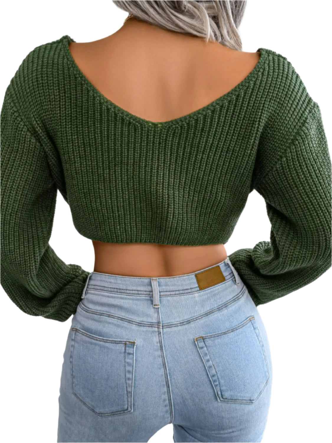 Twisted Front Long Sleeve Cropped Sweater
