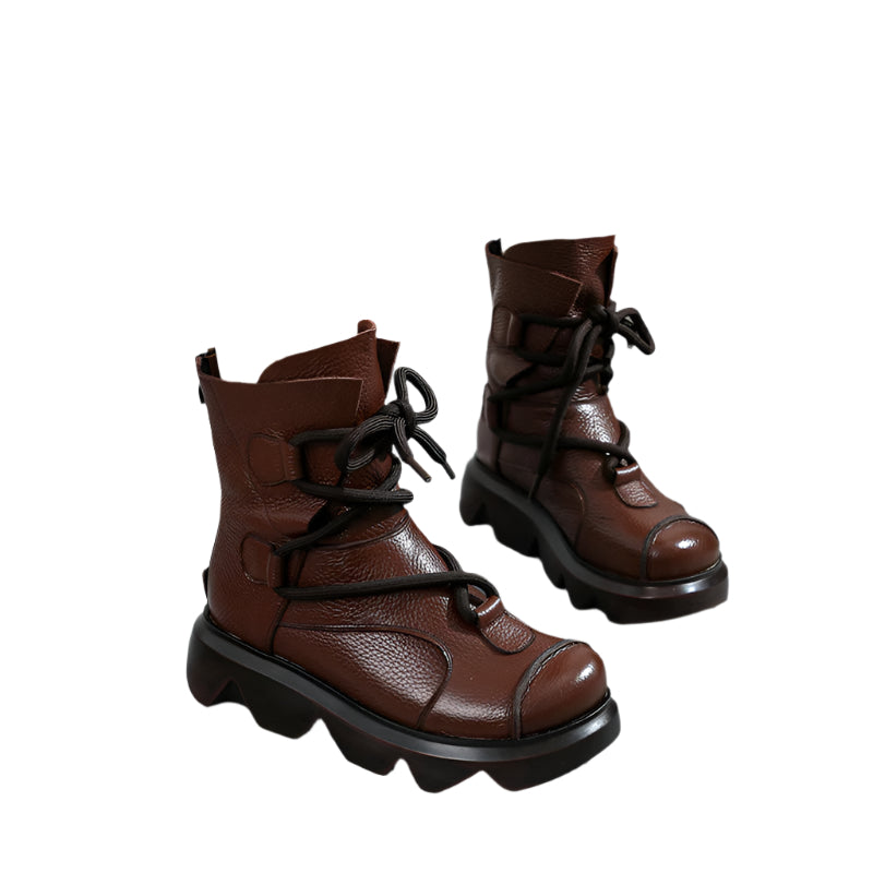 Platform Cowhide Leather Boots