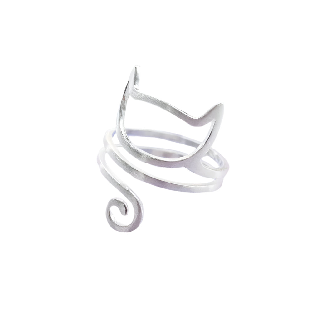 925 Sterling Silver Wire Cat Ring