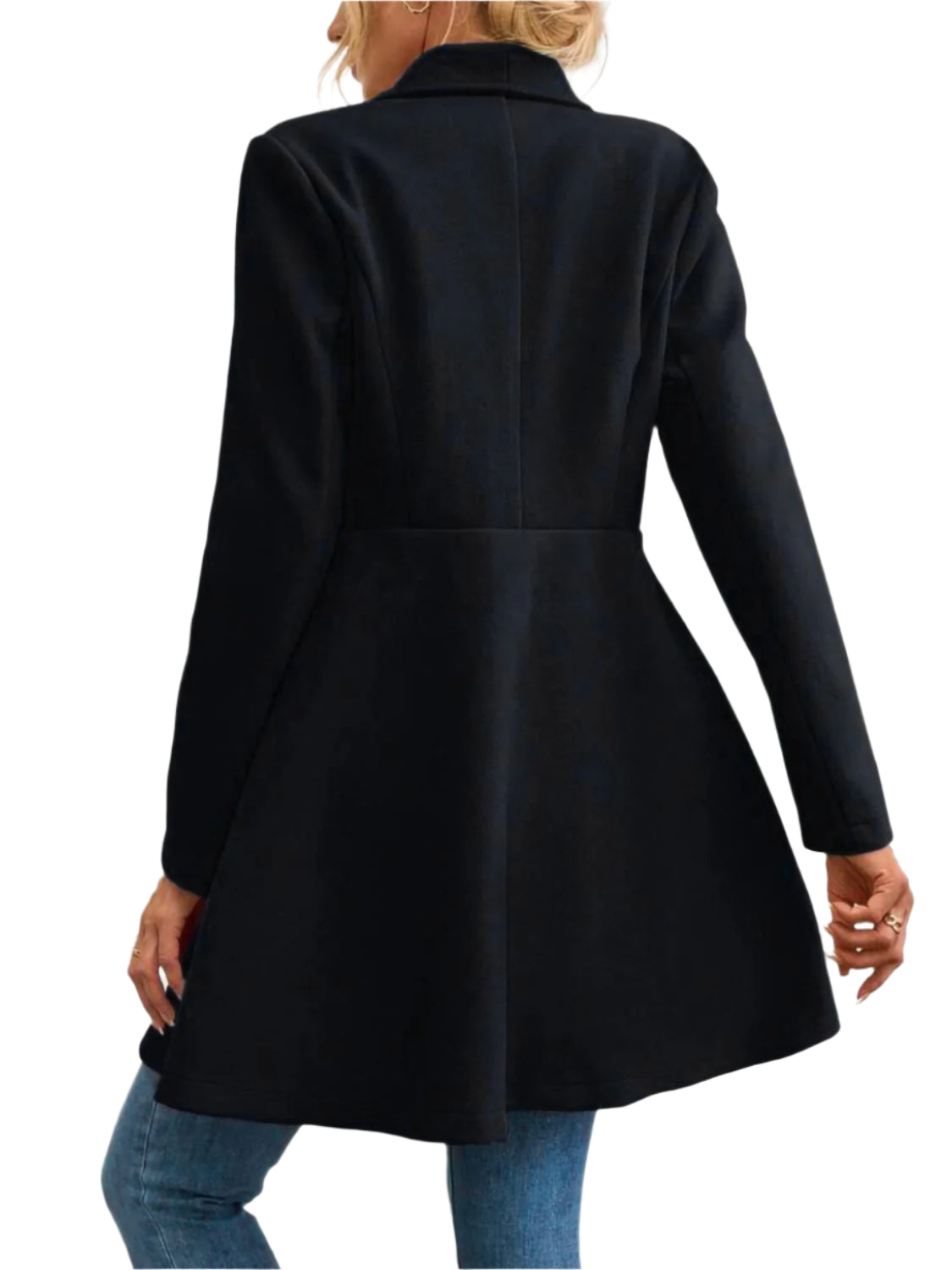 Collared Neck Button Up Long Sleeve Coat