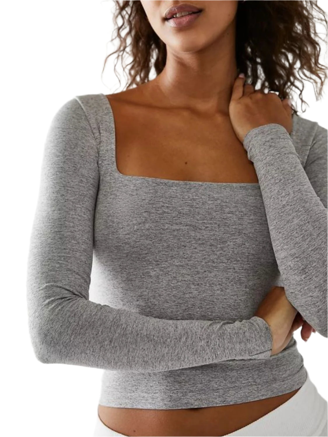 Square Neck Long Sleeve T-Shirt