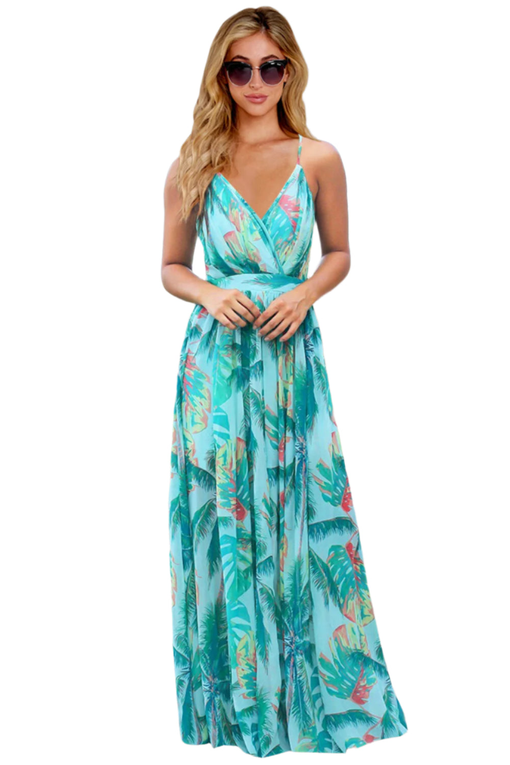 Crisscross Printed Surplice Cami Dress