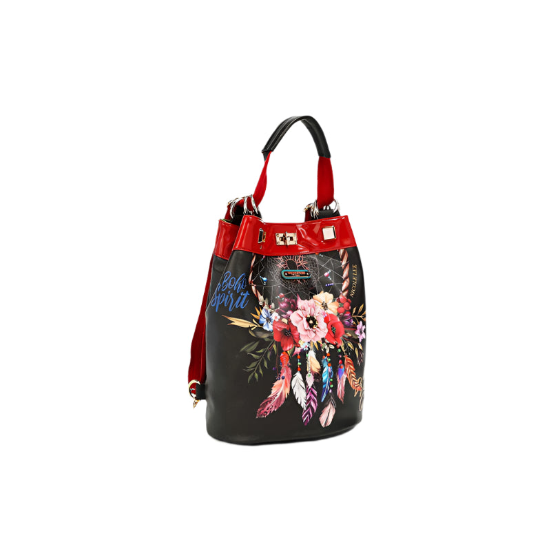 Nicole Lee USA Flower Pattern Adjustable Strap Backpack Bag