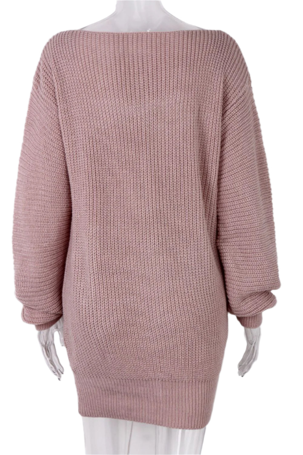Boat Neck Long Sleeve Mini Sweater Dress