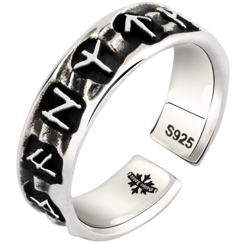 Handmade 925 Sterling Silver Norse Elder Futhark Runes Ring