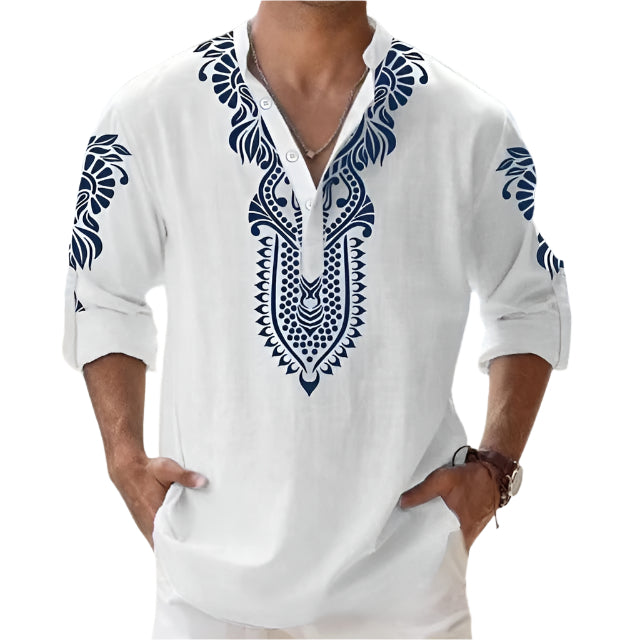 Men's Printed Long Sleeve Beach Shirt