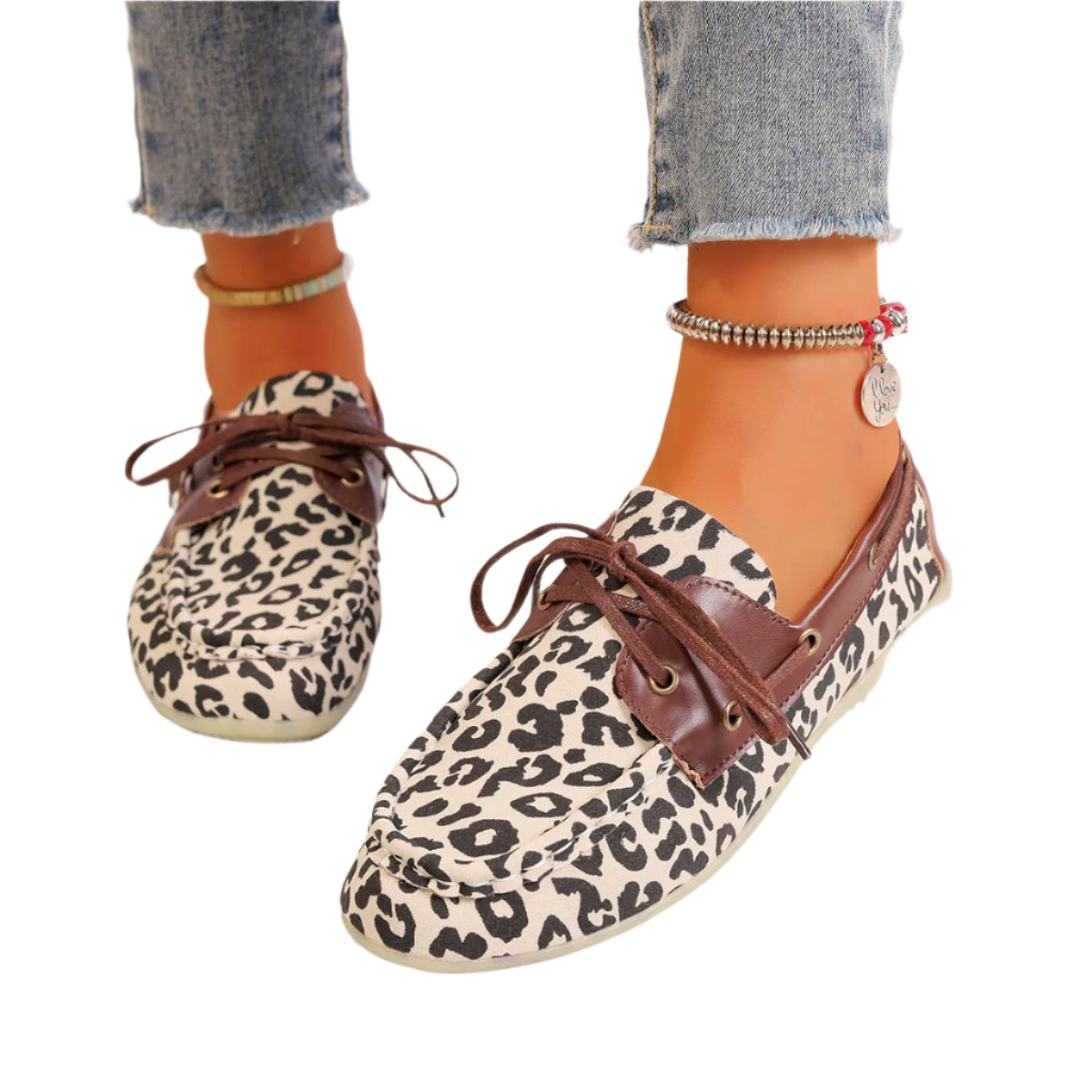Lace Up Leopard Slip-Ons