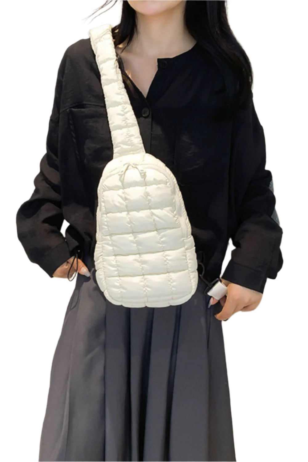 Quilted Nylon Crossbody  Bag