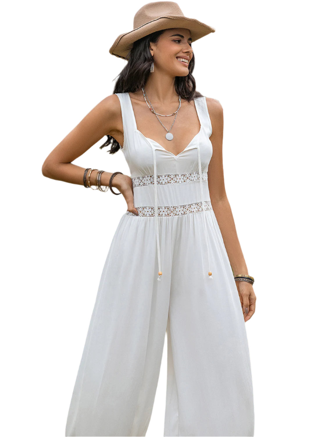 Backless Wide Strap Wide Leg Jumpsuit