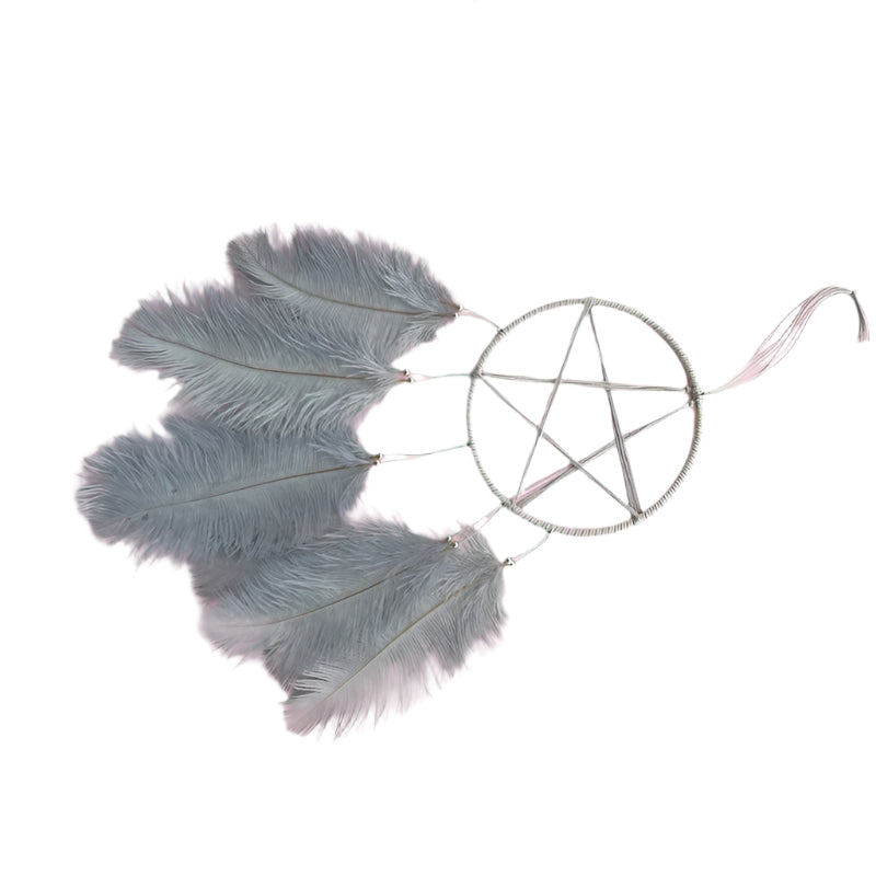 Pentagram with Feathers Light Wall Hanging