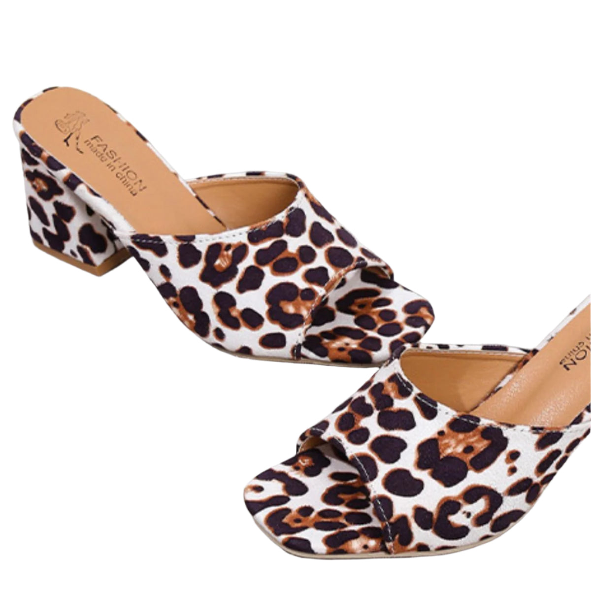 Leopard Block Heel Suede Sandals