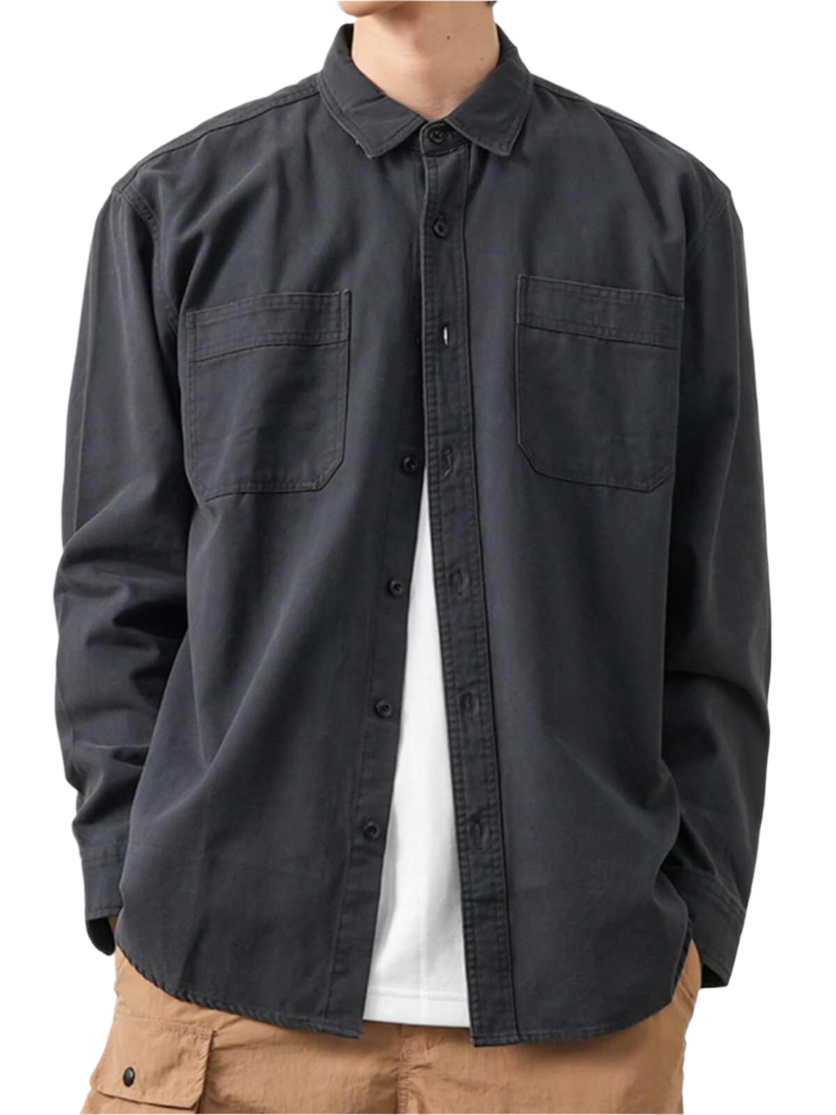 Pure Cotton Button Down Collared Long Sleeve Shirt