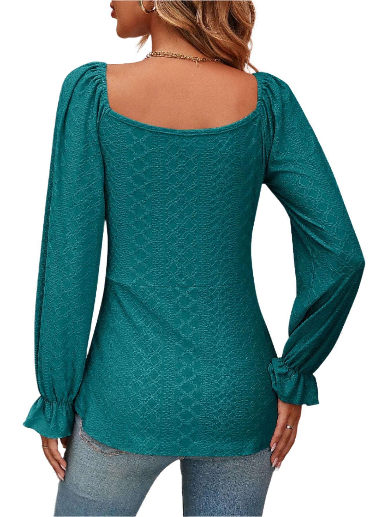 Mandy Tie Front V-Neck Puff Sleeve Blouse