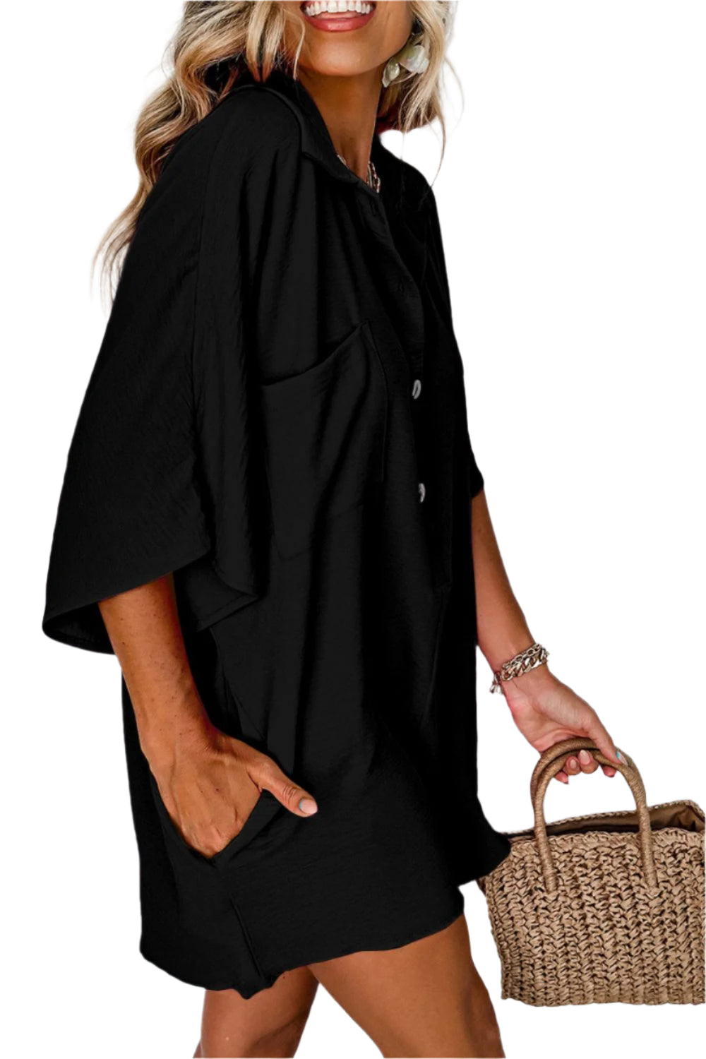 Half Button Collared Neck Romper