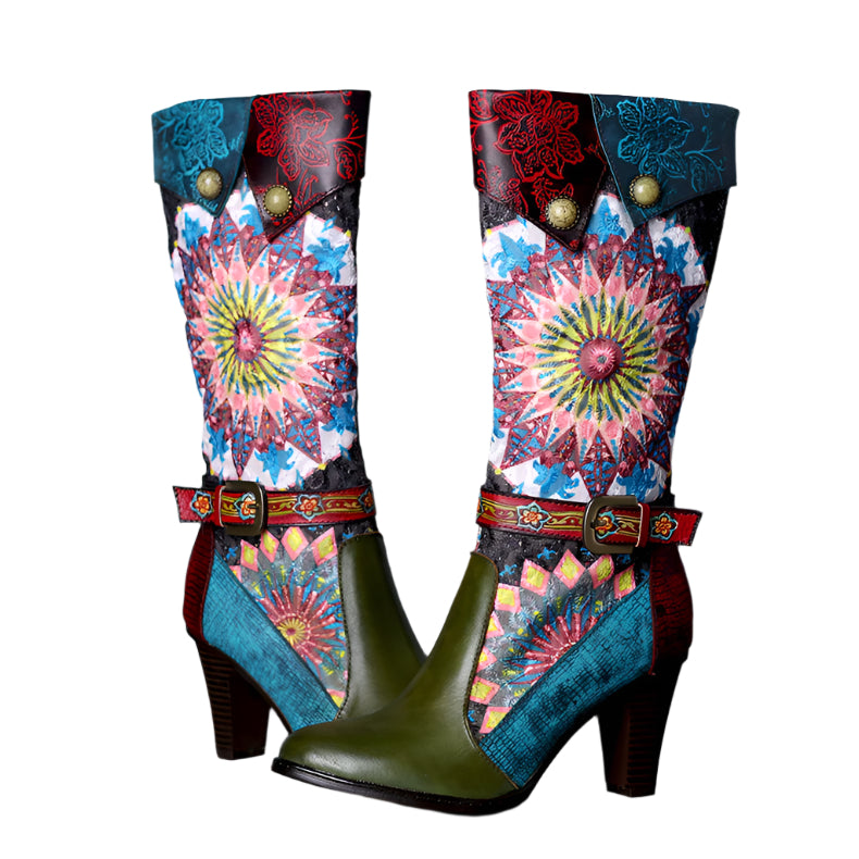 Handmade Colorful Cowhide Leather Boots