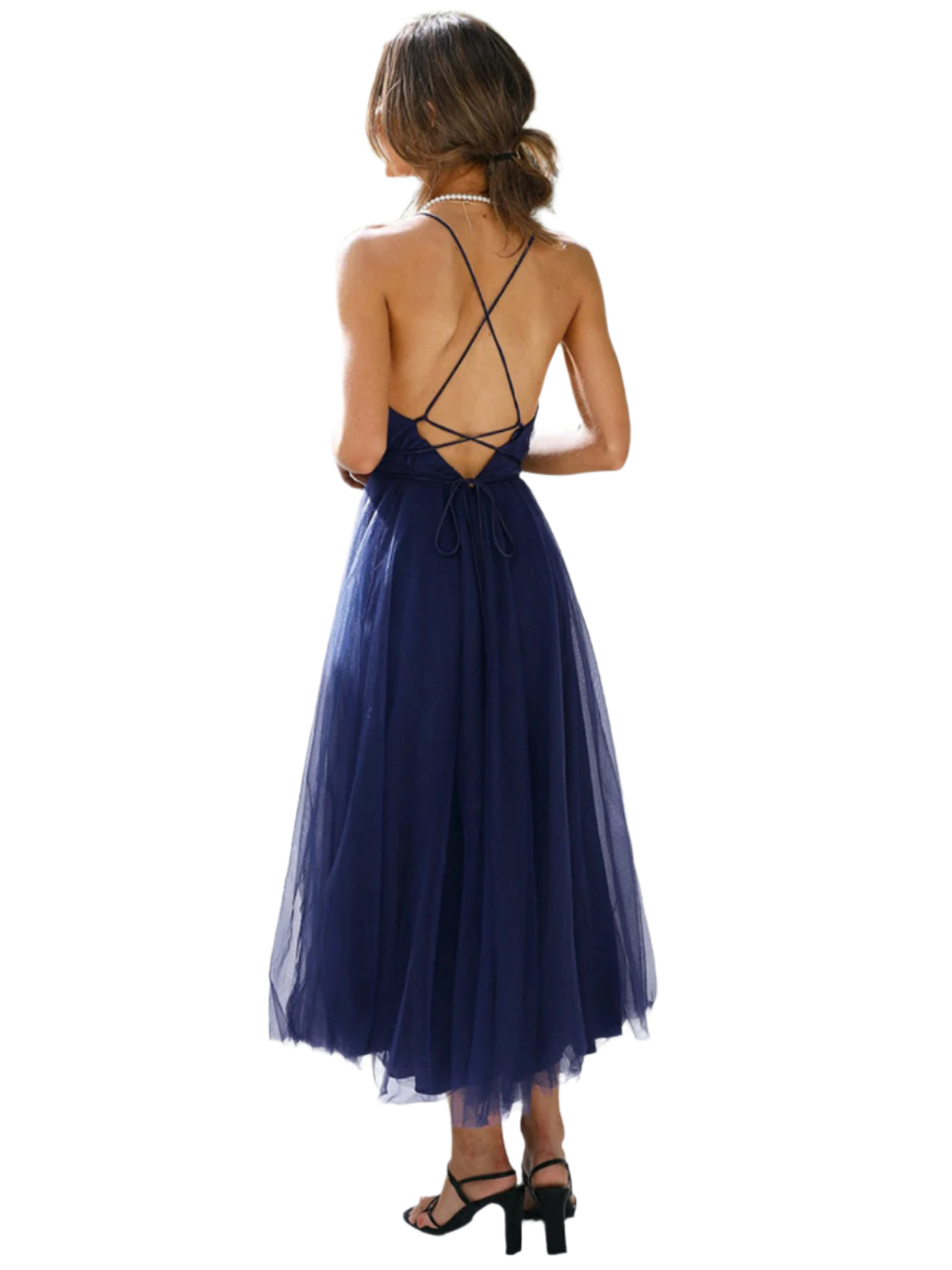 Backless Crisscross Sleeveless Midi Dress